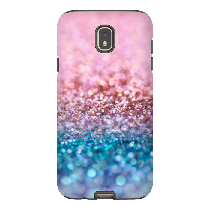 Galaxy J7 StrongFit Teal and Rose Gold Glitter Dance by  Utart