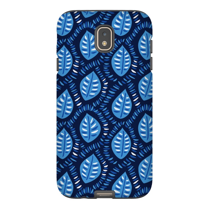 Galaxy J7 StrongFit Blue Decorative Geometric Leaves Pattern by Boriana Giormova