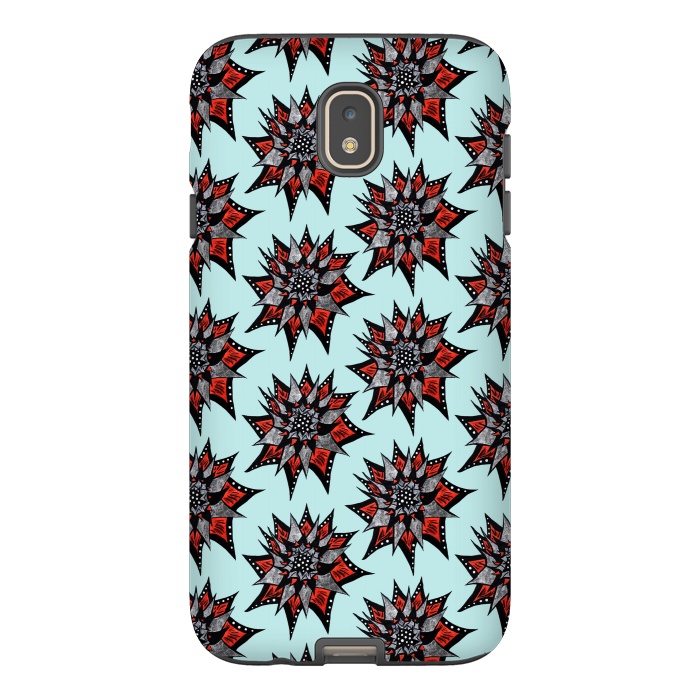 Galaxy J7 StrongFit Spiked Abstract Ink Drawn Flower Pattern by Boriana Giormova