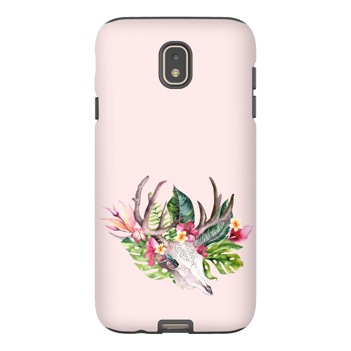 Galaxy J7 StrongFit BOHO  Skull with tropical flowers and foliage by  Utart