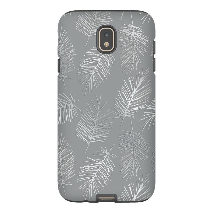 Galaxy J7 StrongFit Silver Palm Leaves by Andrea Haase