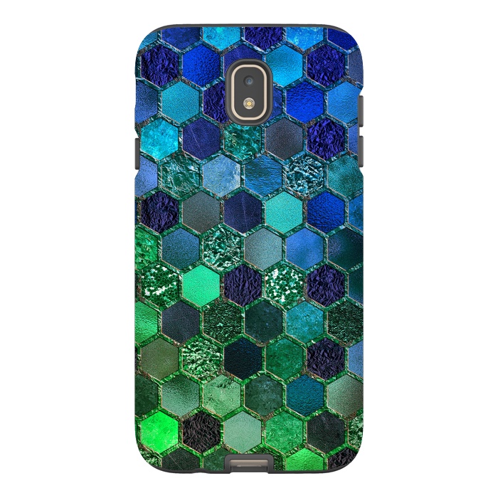 Galaxy J7 StrongFit Green and Blue Metalic Honeycomb Pattern by  Utart