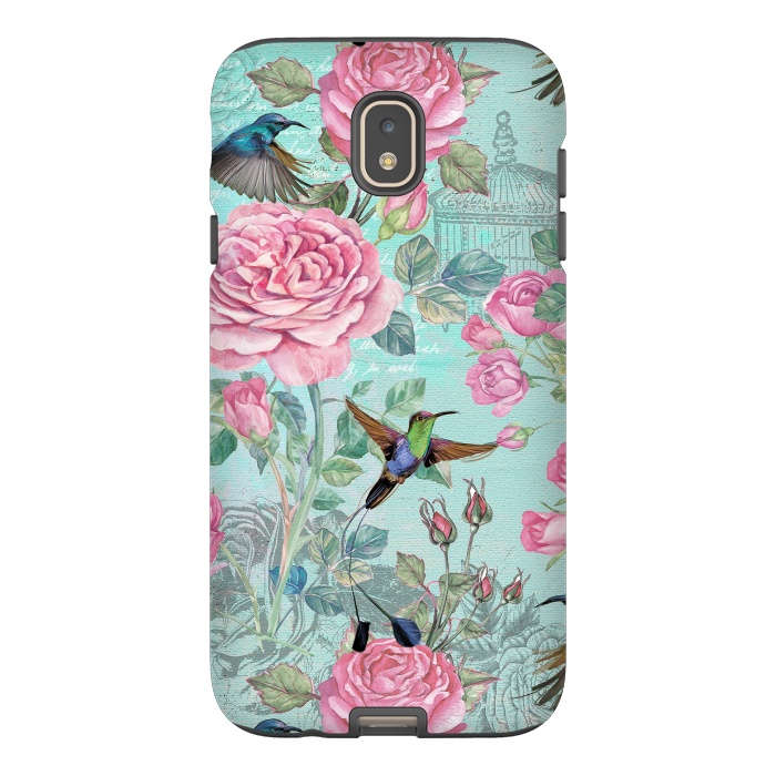Galaxy J7 StrongFit Vintage Roses and Hummingbirds by  Utart