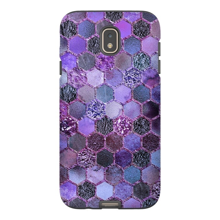 Galaxy J7 StrongFit Purple Metal Honeycomb Pattern by  Utart