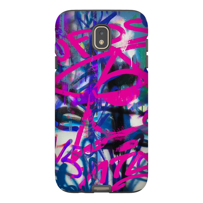 Galaxy J7 StrongFit Grafitti Writing Pink Blue by Andrea Haase