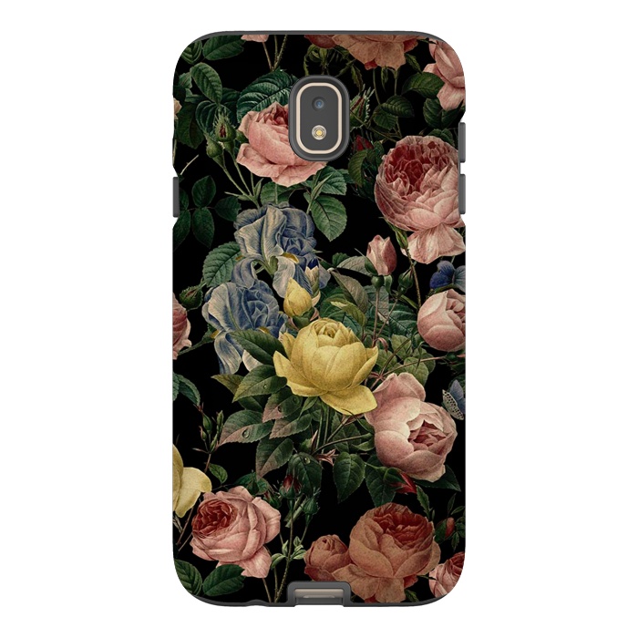 Galaxy J7 StrongFit Victorian Vintage Roses on Black by  Utart