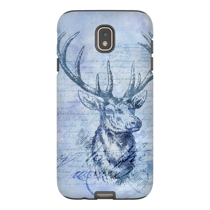 Galaxy J7 StrongFit Blue Nostalgic Deer by Andrea Haase