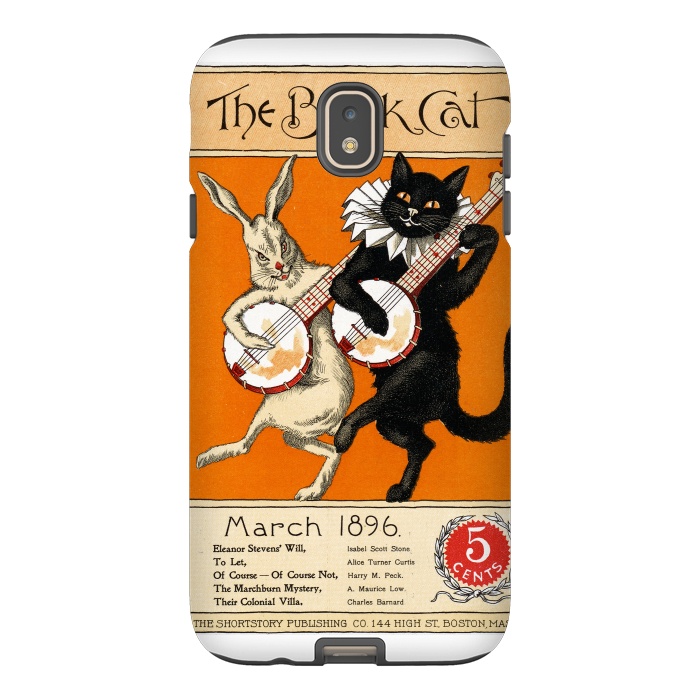 Galaxy J7 StrongFit Cat And Rabbit Vintage Poster by Andrea Haase