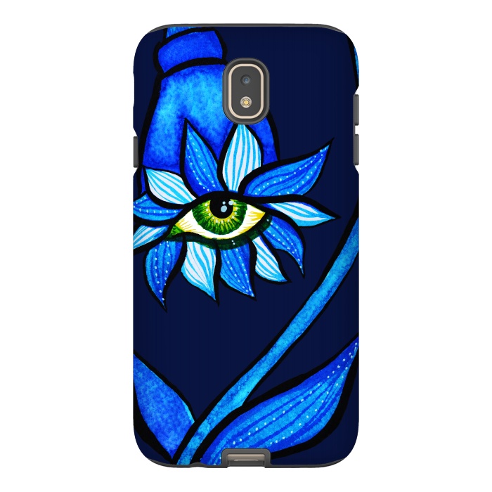 Galaxy J7 StrongFit Blue Staring Creepy Eye Flower by Boriana Giormova