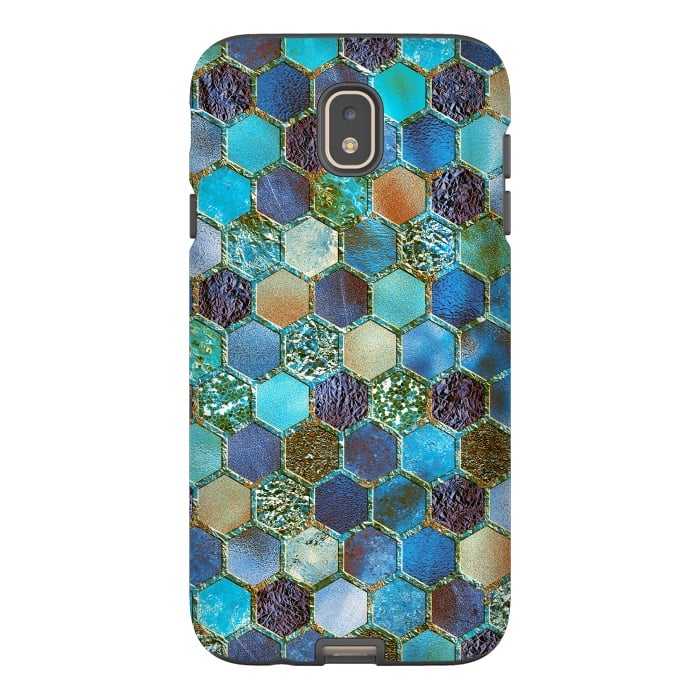 Galaxy J7 StrongFit Multicolor Blue Metal Honeycomb Pattern by  Utart