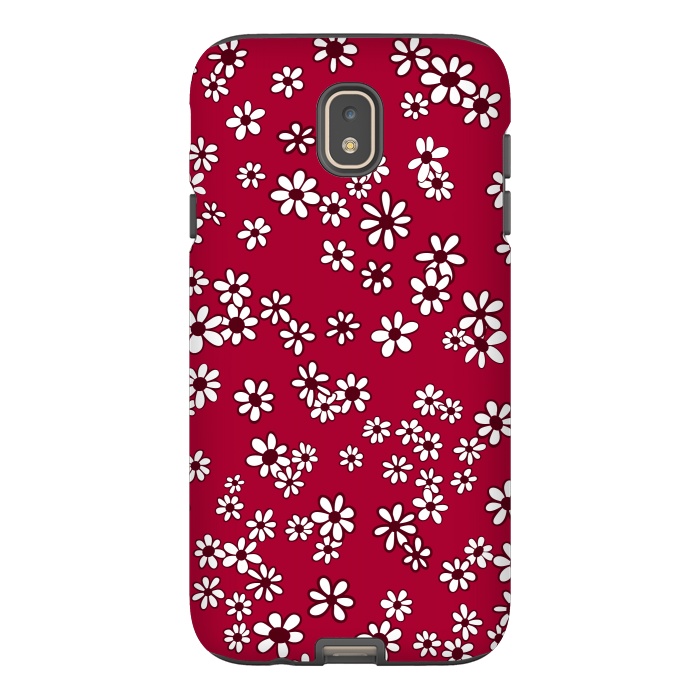 Galaxy J7 StrongFit Ditsy Daisies on Bright Pink by Paula Ohreen