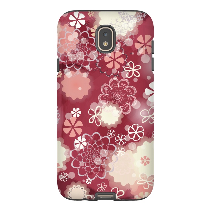 Galaxy J7 StrongFit Lacy Flowers on Bright Pink by Paula Ohreen