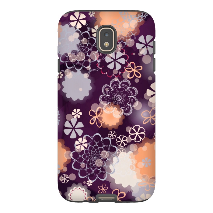 Galaxy J7 StrongFit Lacy Flowers on Dark Purple by Paula Ohreen