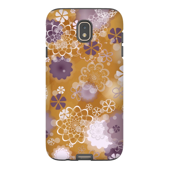 Galaxy J7 StrongFit Lacy Flowers on Mustard by Paula Ohreen