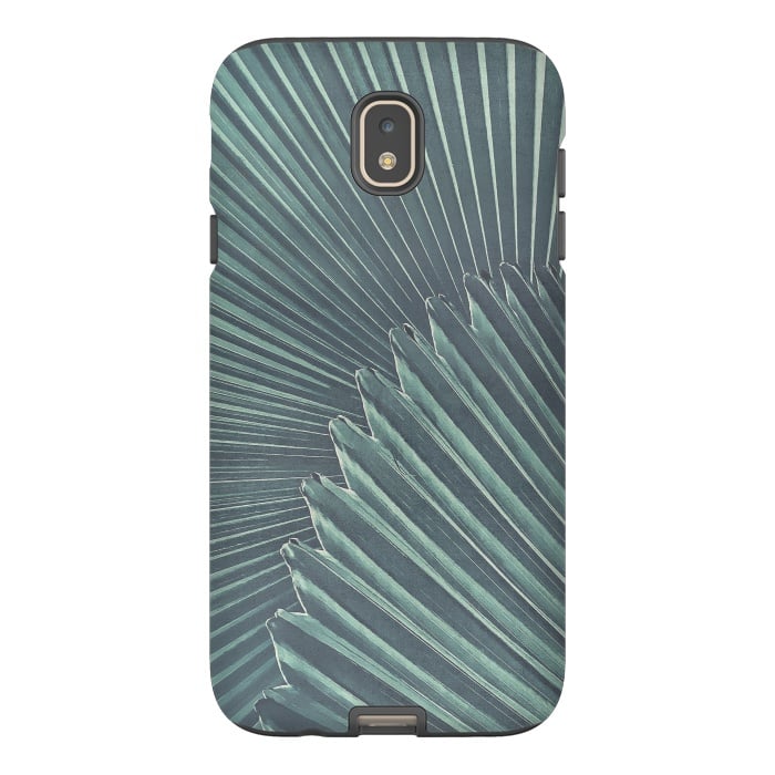 Galaxy J7 StrongFit Teal Palm Leaves by Andrea Haase