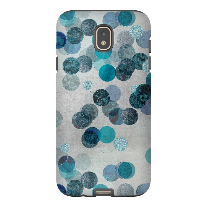 Galaxy J7 StrongFit Fancy Faux Glitter Dots In Teal And Turquoise by Andrea Haase