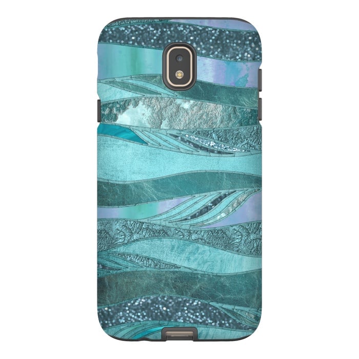 Galaxy J7 StrongFit Glamorous Waves Of Turquoise and Teal 2 by Andrea Haase