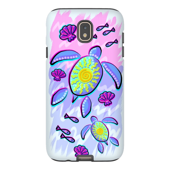 Galaxy J7 StrongFit Sea Turtle and Sun Abstract Glitch Ultraviolets by BluedarkArt