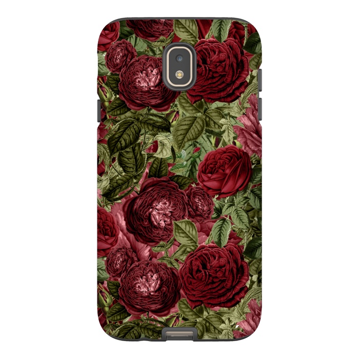 Galaxy J7 StrongFit Victorian Dark Red Vintage Roses by  Utart