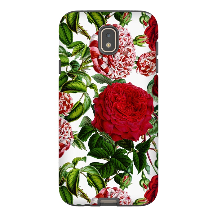Galaxy J7 StrongFit Red and White Vintage Roses Pattern by  Utart