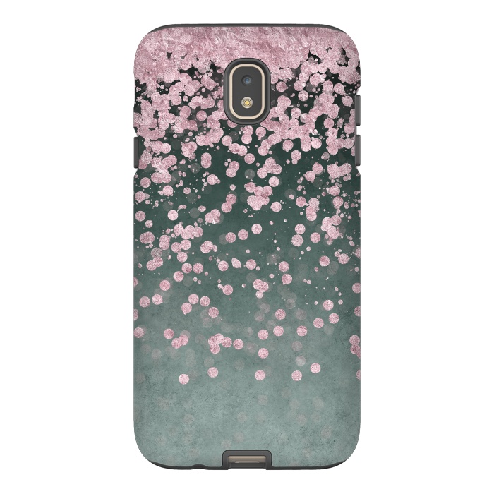 Galaxy J7 StrongFit Pink Glitter On Teal 2 by Andrea Haase