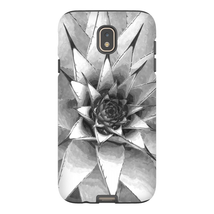 Galaxy J7 StrongFit Black and White Cactus Succulent by Alemi