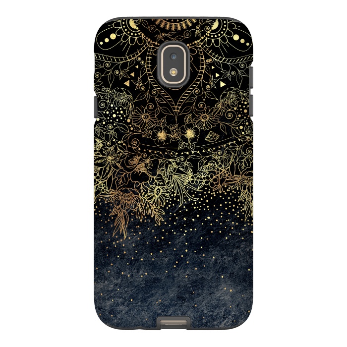 Galaxy J7 StrongFit Stylish Gold floral mandala and confetti by InovArts