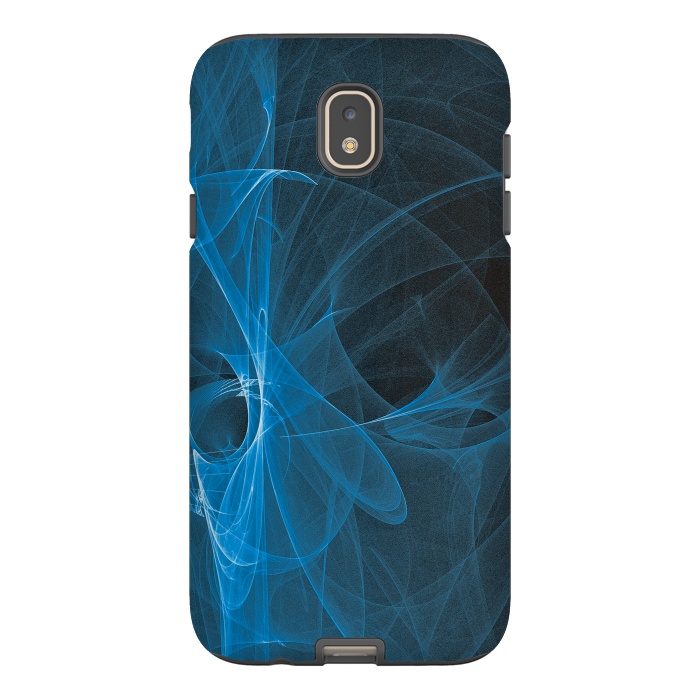 Galaxy J7 StrongFit Blue Light Fractals On Black by Andrea Haase
