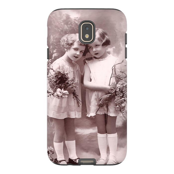 Galaxy J7 StrongFit Cute Retro Girls With Flowers by Andrea Haase