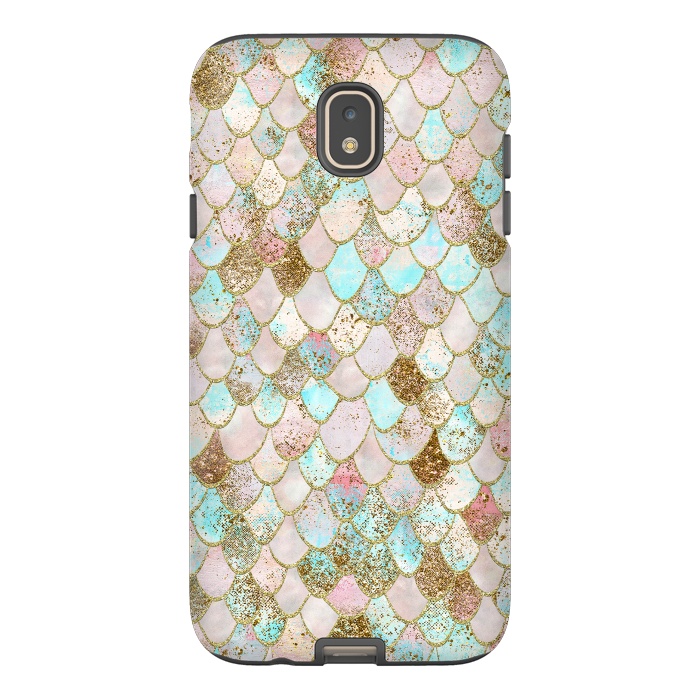 Galaxy J7 StrongFit Watercolor Wonky Gold Glitter Pastel Summer Mermaid Scales  by  Utart