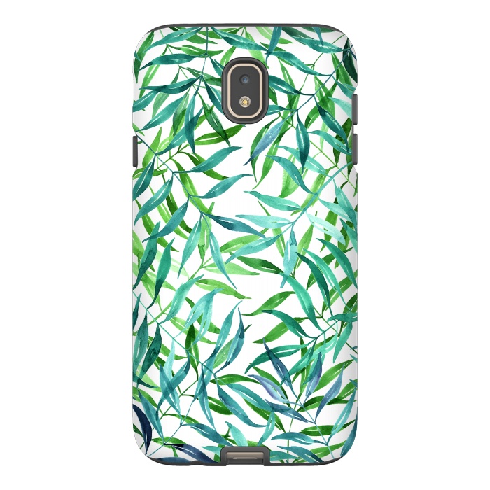 Galaxy J7 StrongFit Green Palm Leaf Print by Becky Starsmore