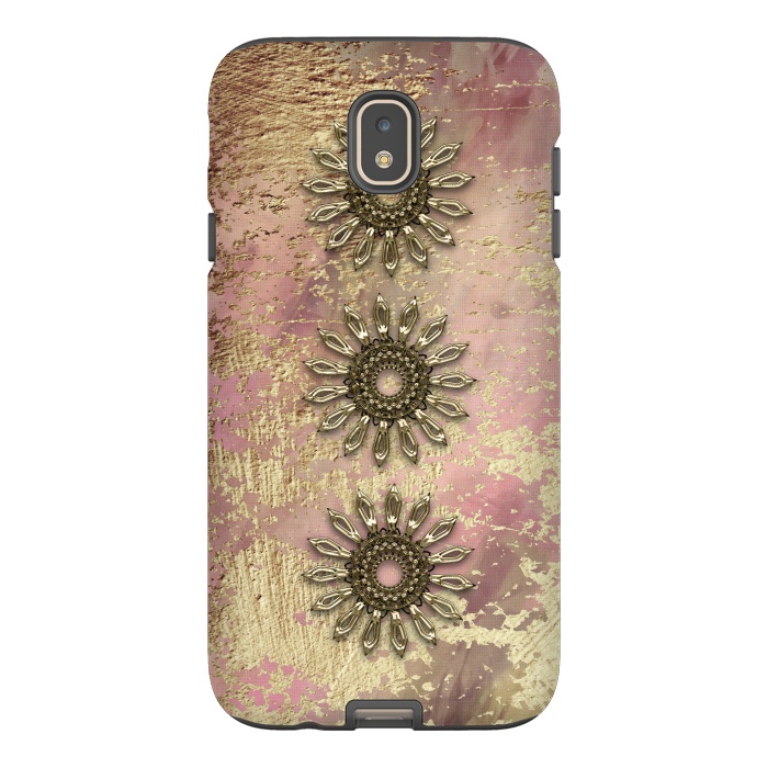Galaxy J7 StrongFit Golden Embellishments On Pink And Gold by Andrea Haase