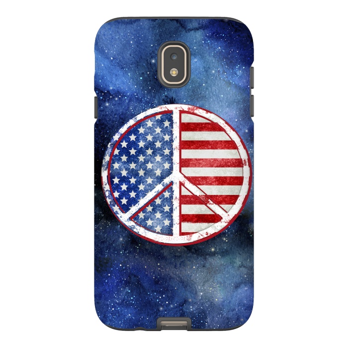 Galaxy J7 StrongFit Peace Sign Stars and Stripes USA Flag 2 by Andrea Haase