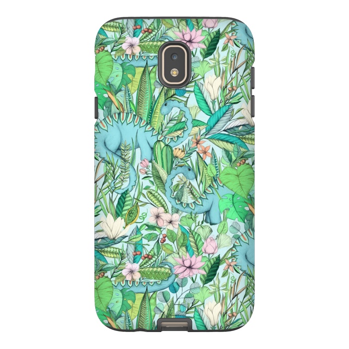 Galaxy J7 StrongFit Summer Floral with Dinosaurs by Micklyn Le Feuvre