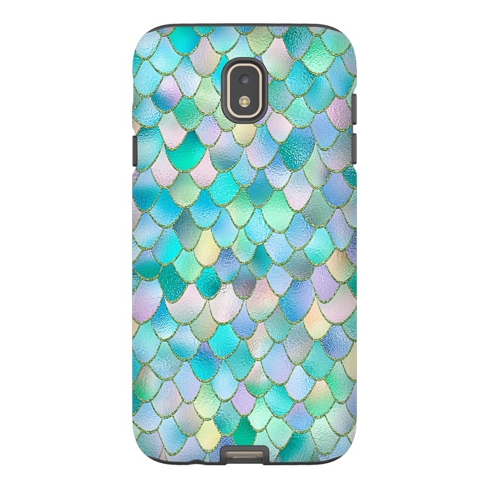 Galaxy J7 StrongFit Teal and Green Wonky Metal Mermaid Scales by  Utart