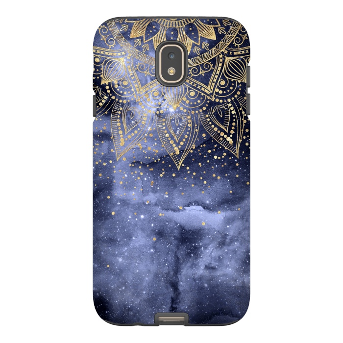 Galaxy J7 StrongFit whimsical gold mandala confetti design by InovArts