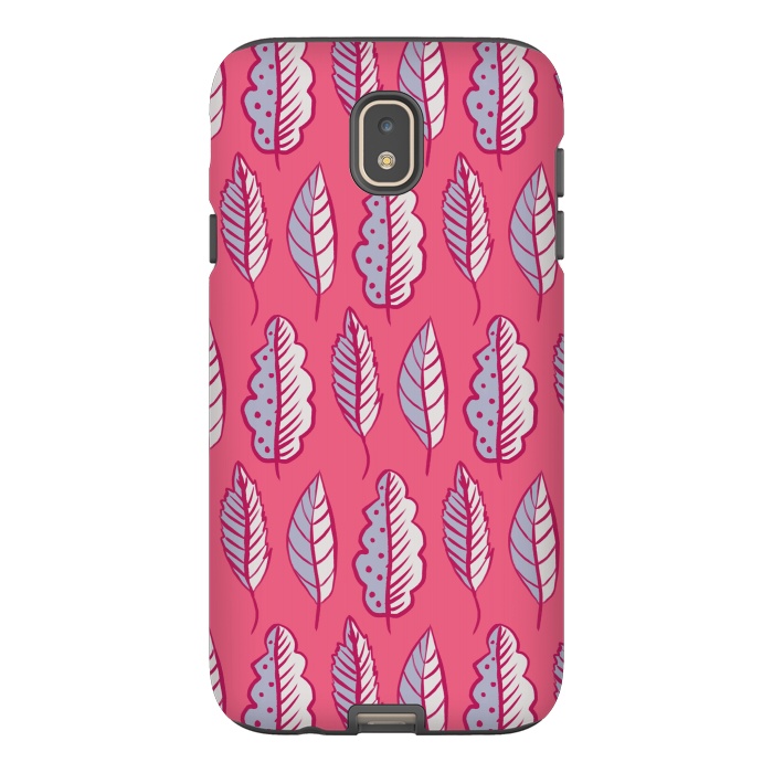 Galaxy J7 StrongFit Pink Leaves Abstract Decorative Pattern by Boriana Giormova