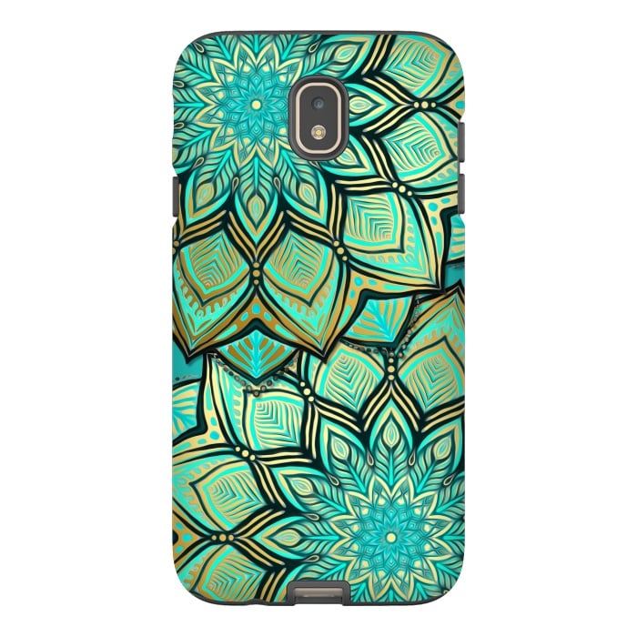 Galaxy J7 StrongFit Emerald and Teal Gilded Mandala by Micklyn Le Feuvre