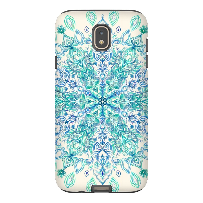 Galaxy J7 StrongFit Peppermint Snowflake on Cream  by Micklyn Le Feuvre