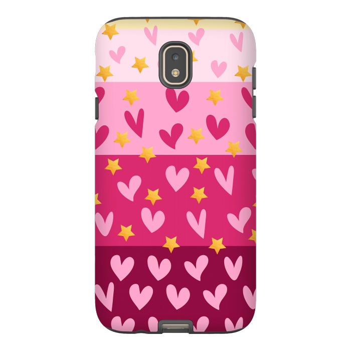 Galaxy J7 StrongFit Pink Hearts With Stars by Rossy Villarreal