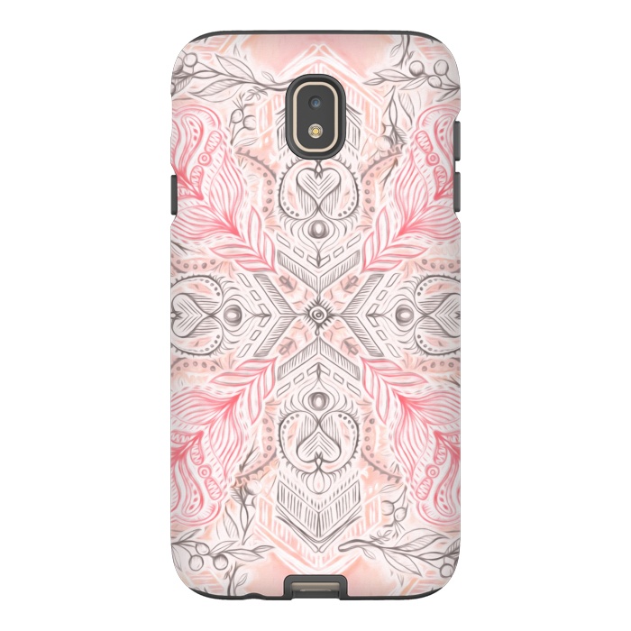 Galaxy J7 StrongFit Boho Soft Peach Pink Tribal Pattern by Micklyn Le Feuvre