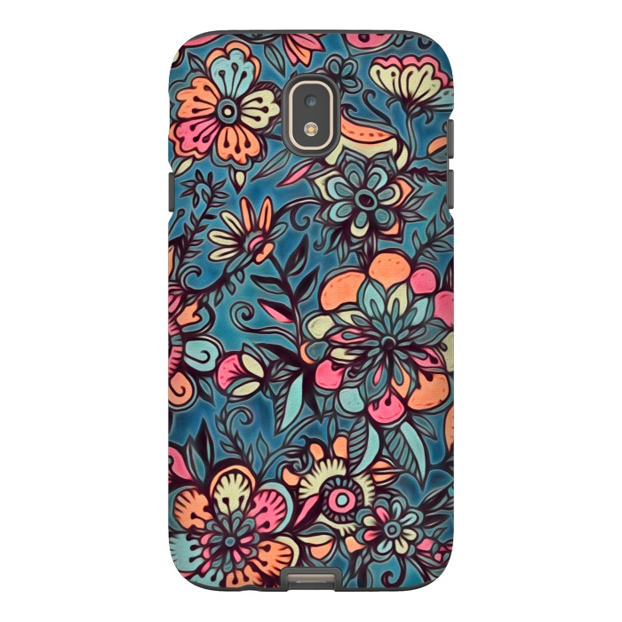 Galaxy J7 StrongFit Sweet Spring Floral - melon pink, butterscotch & teal by Micklyn Le Feuvre