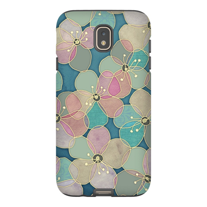 Galaxy J7 StrongFit It's Always Summer Somewhere - floral pattern on teal by Micklyn Le Feuvre
