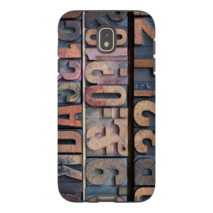 Galaxy J7 StrongFit Old Wooden Print Blocks by Andrea Haase