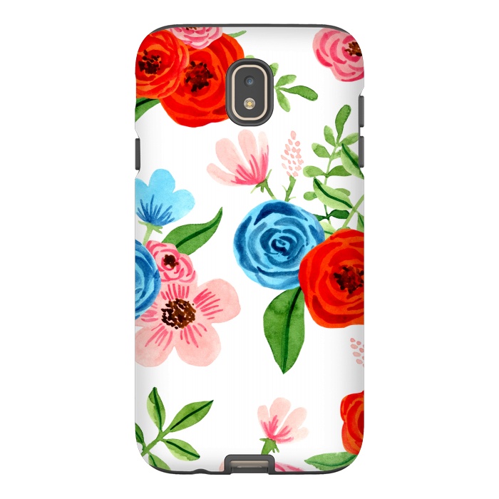 Galaxy J7 StrongFit White Ditsy Block Floral Garden Print by Becky Starsmore