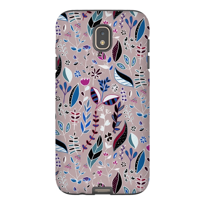 Galaxy J7 StrongFit Vibrant Nature Doodle On soft Grey  by Tigatiga