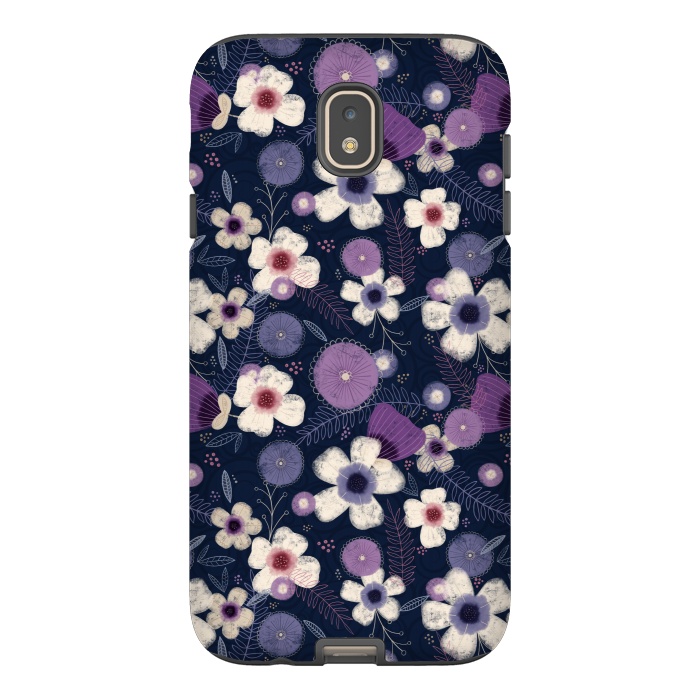 Galaxy J7 StrongFit Navy & Purple Floral by Noonday Design