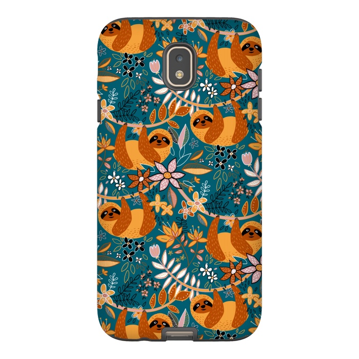 Galaxy J7 StrongFit Cute Boho Sloth Floral  by Micklyn Le Feuvre