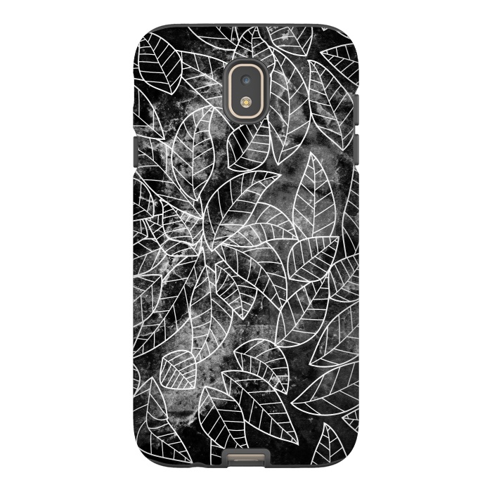 Galaxy J7 StrongFit Black and white leaves on marble by Oana 