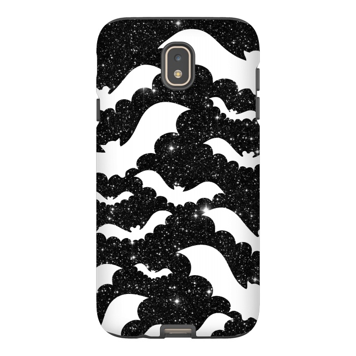 Galaxy J7 StrongFit White bats on sparkly night sky stars - Halloween by Oana 